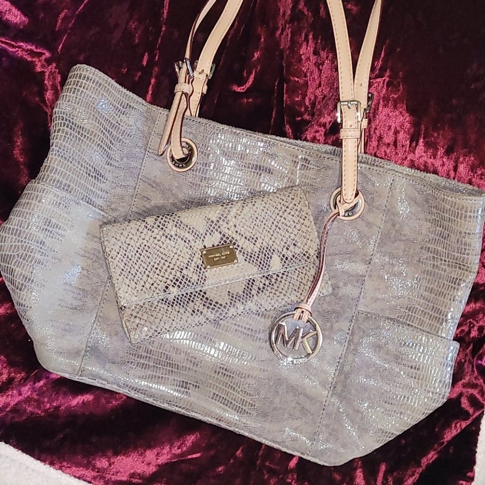 Michael Kors snake skin bag an wallet combo